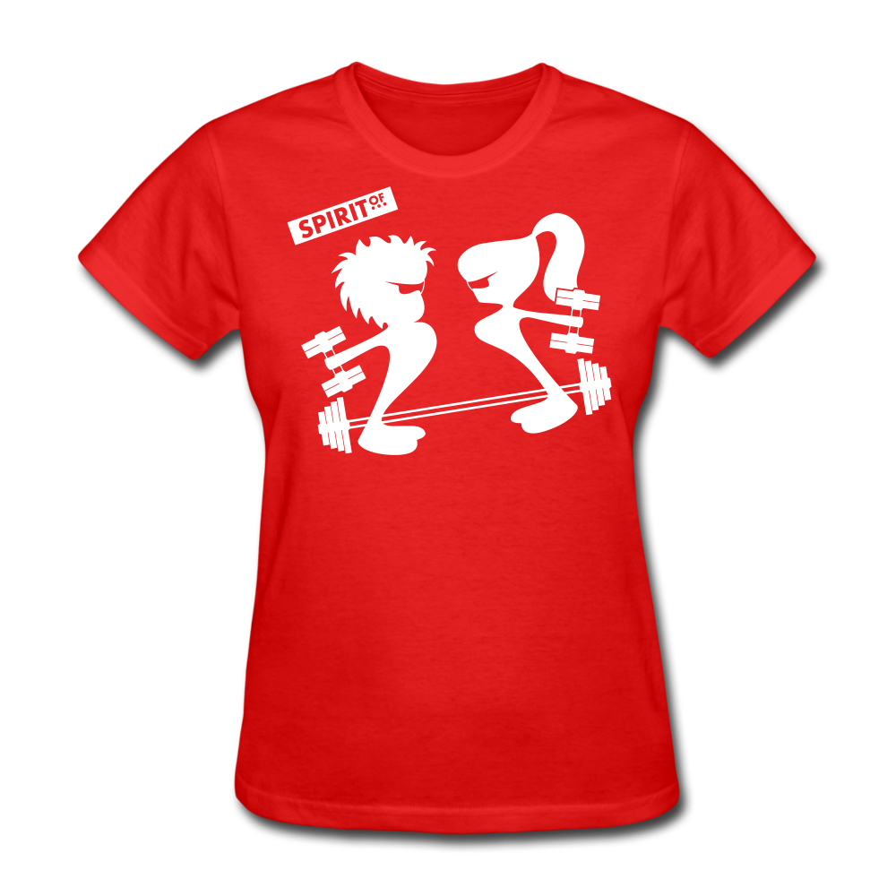 Camiseta Básica 180 (Mujer) - Spiritof TBox & Gym S White - rojo