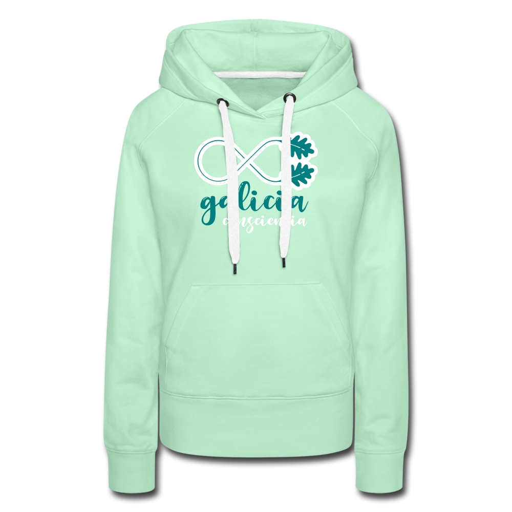 Sudadera Menta Claro con capucha (Mujer) - Consciencia Galicia EmeraldGreen&White - light mint
