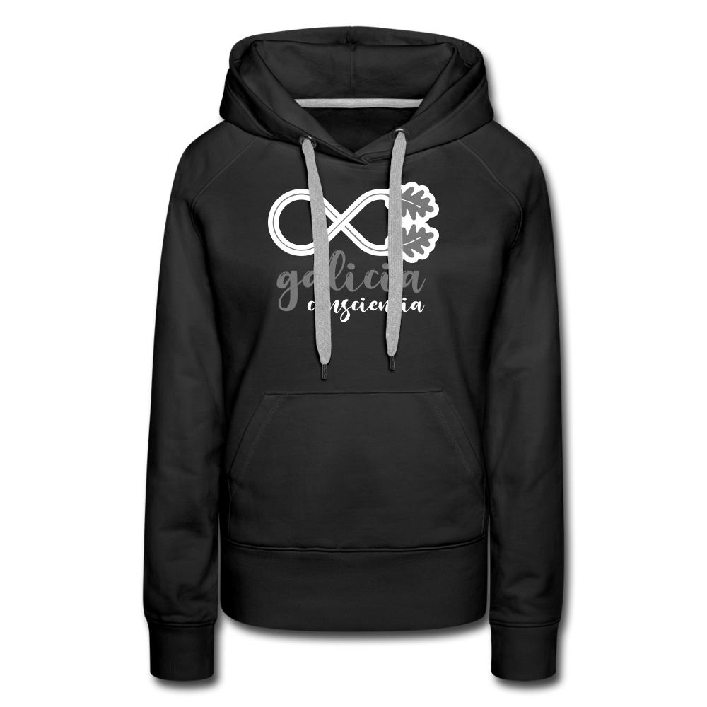 Sudadera Negra con capucha (Mujer) - Consciencia Galicia Grey&White - black