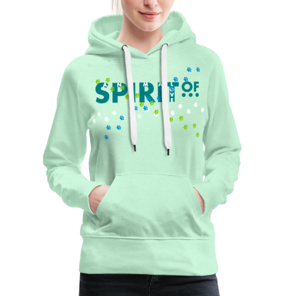 Sudadera Verde Menta Claro con capucha (Mujer) - Spiritof AnimaLove EmeraldGreen&White (FootPrints) - light mint