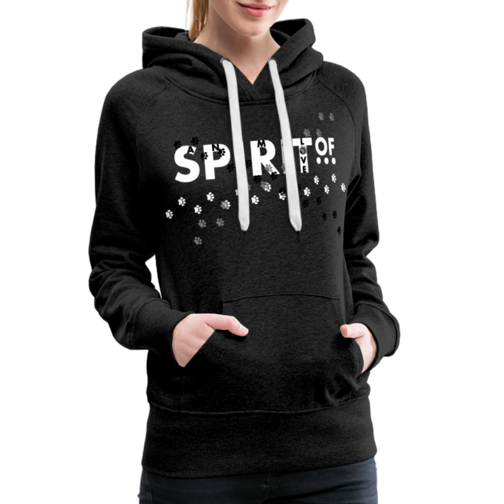 Sudadera Antracita con capucha (Mujer) - Spiritof AnimaLove White&Black (FootPrints) - charcoal grey
