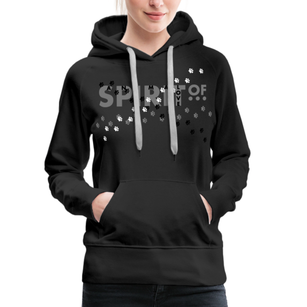 Sudadera Negra con capucha (Mujer) - Spiritof AnimaLove Grey&Black (FootPrints) - black