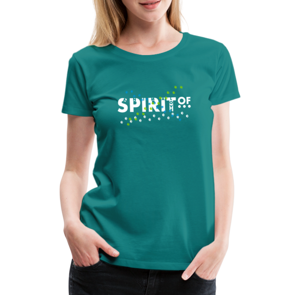 Camiseta Básica 150 Turquesa (Mujer) - Spiritof AnimaLove White&EmeraldGreen (FootPrints) - diva blue