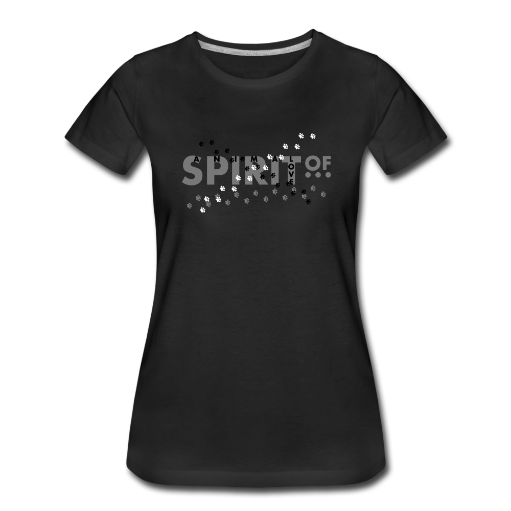 Camiseta Básica 150 Negra (Mujer) - Spiritof AnimaLove Grey&Black (FootPrints) - black