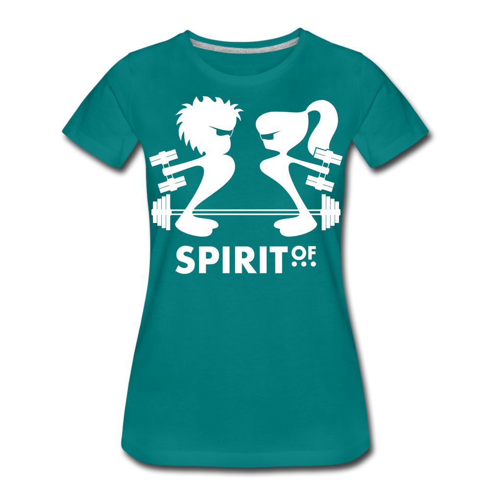 Camiseta Básica 150 Turquesa (Mujer) - Spiritof Gym White Shapes - diva blue
