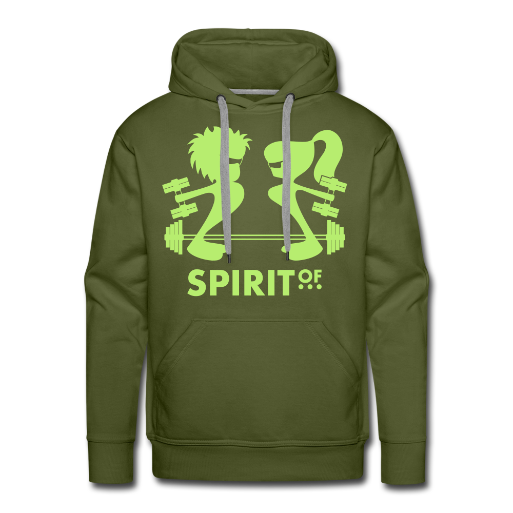 Sudadera Verde con capucha (Hombre) - Spiritof Gym BrightGreen Shapes - olive green
