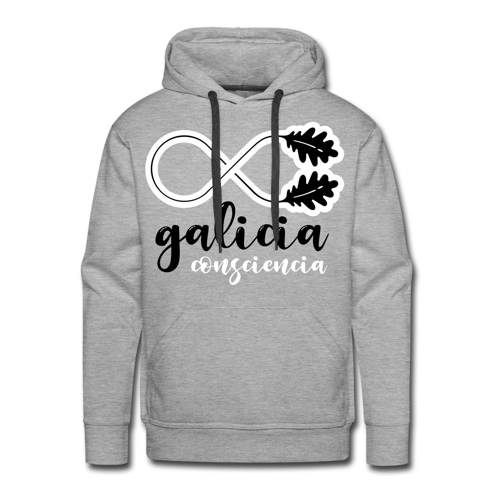 Sudadera Gris con capucha (Hombre) - Consciencia Galicia Black&WHite - heather grey