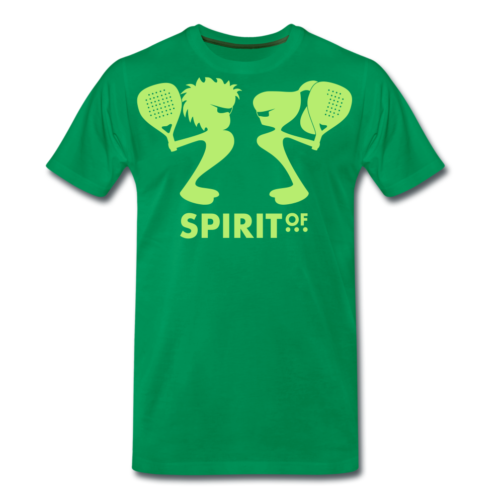 Camiseta Premium 150 Verde (Hombre) - Spiritof Pádel BrightGreen Shapes - kelly green