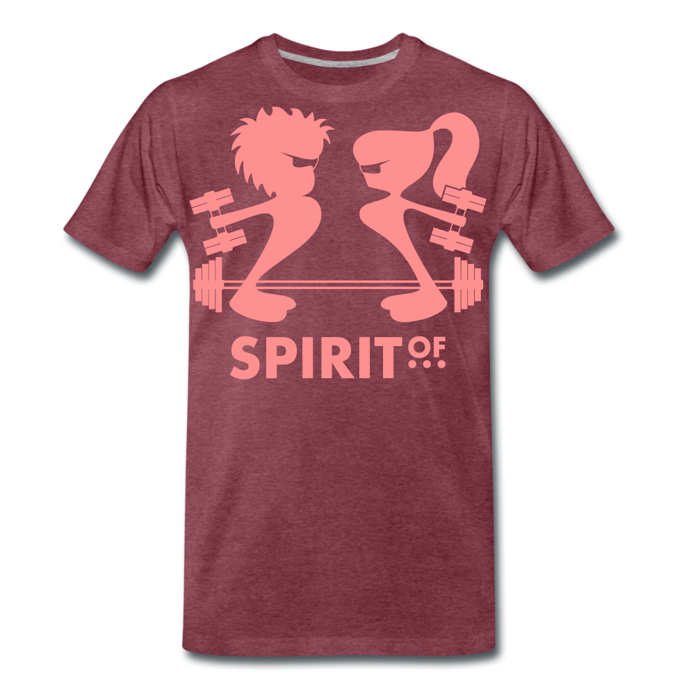 Camiseta Premium 150 Rojo Burdeos Salpicado (Hombre) - Spiritof Gym Pink Shapes - heather burgundy