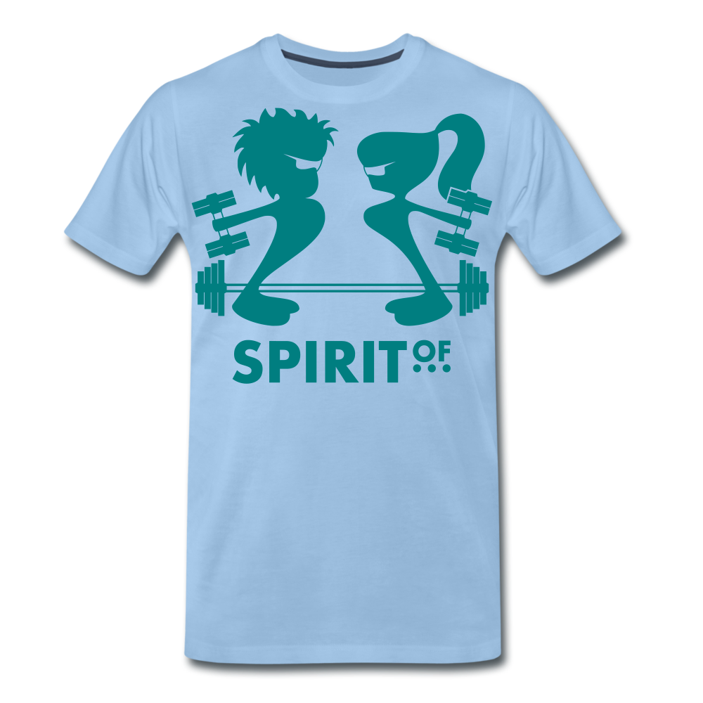 Camiseta Premium 150 Azul Cielo (Hombre) - Spiritof Gym EmeraldGreen Shapes - sky