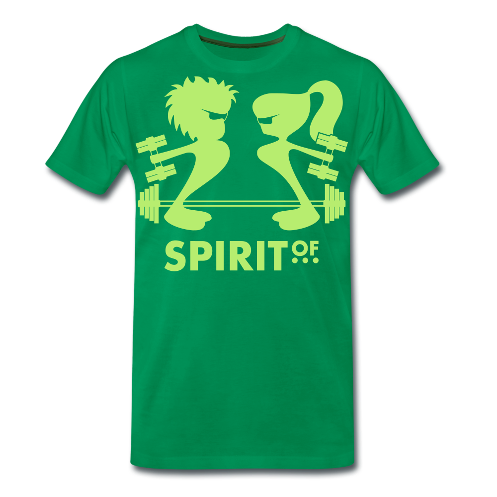 Camiseta Premium 150 Verde (Hombre) - Spiritof Gym BrightGreen Shapes - kelly green