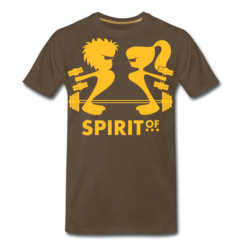 Camiseta Premium 150 Marrón (Hombre) - Spiritof Gym YellowGold Shapes - noble brown