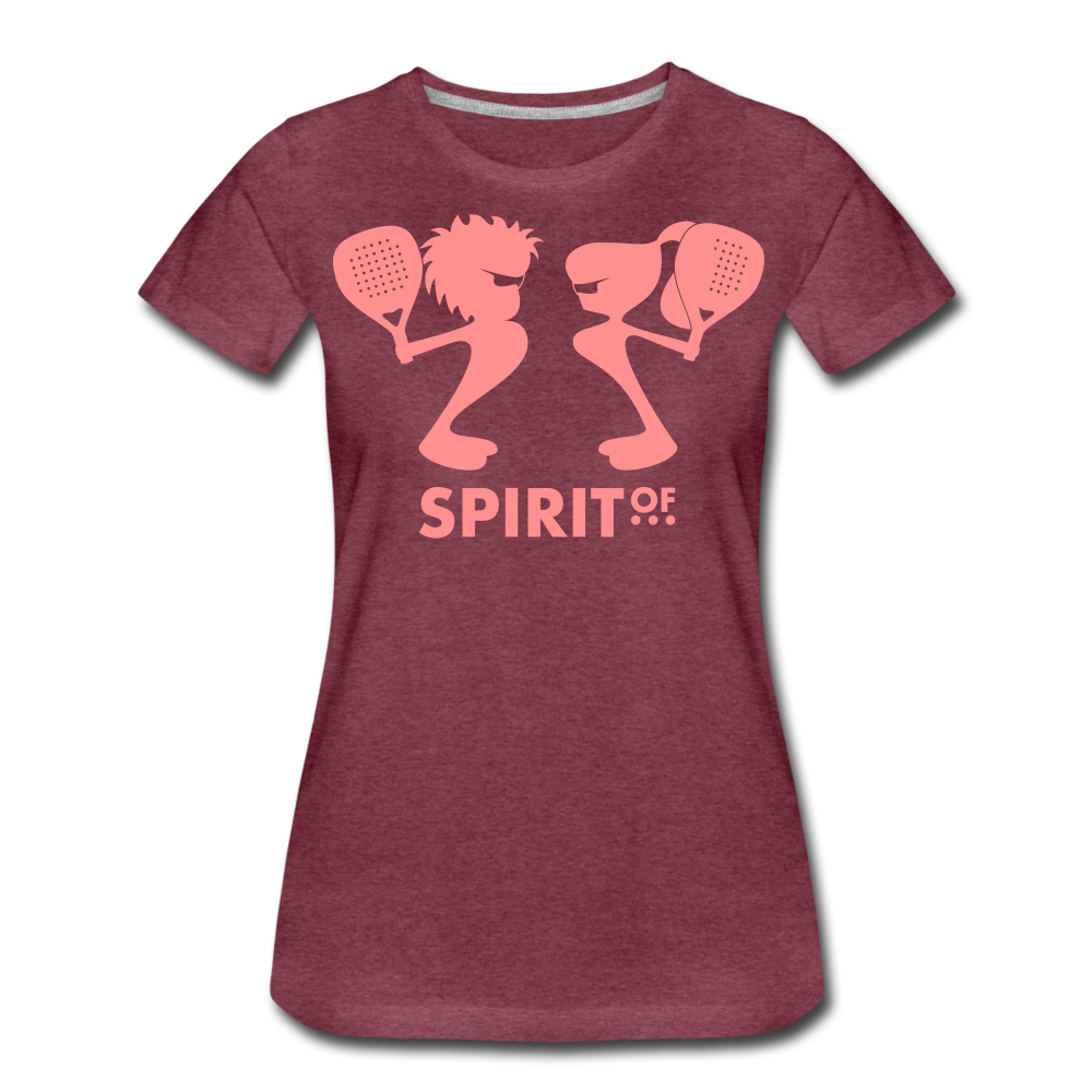 Camiseta Premium 150 Rojo Burdeos Salpicado (Mujer) - Spiritof Pádel Pink Shapes - heather burgundy