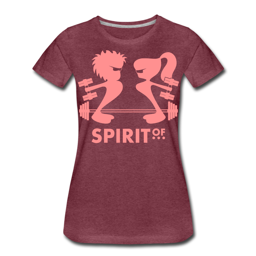 Camiseta Premium 150 Rojo Burdeos Salpicado (Mujer) - Spiritof Gym Pink Shapes - heather burgundy