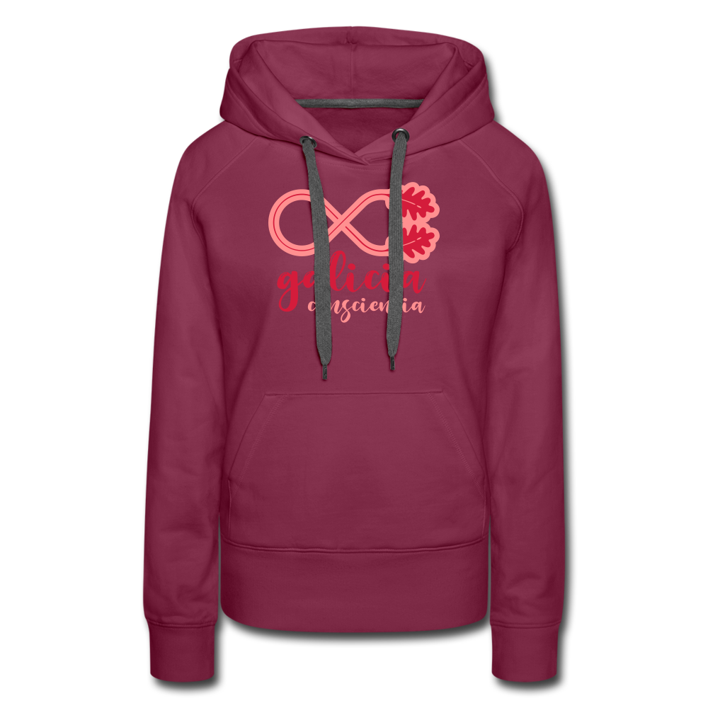 Sudadera Rojo Burdeos con capucha (Mujer) - Consciencia Galicia Red&Pink - bordeaux