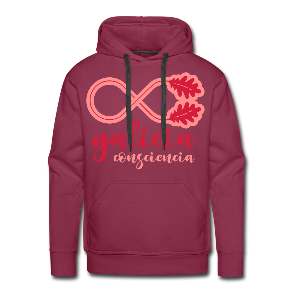 Sudadera Rojo Burdeos con capucha (Hombre) - Consciencia Galicia Red&Pink - bordeaux