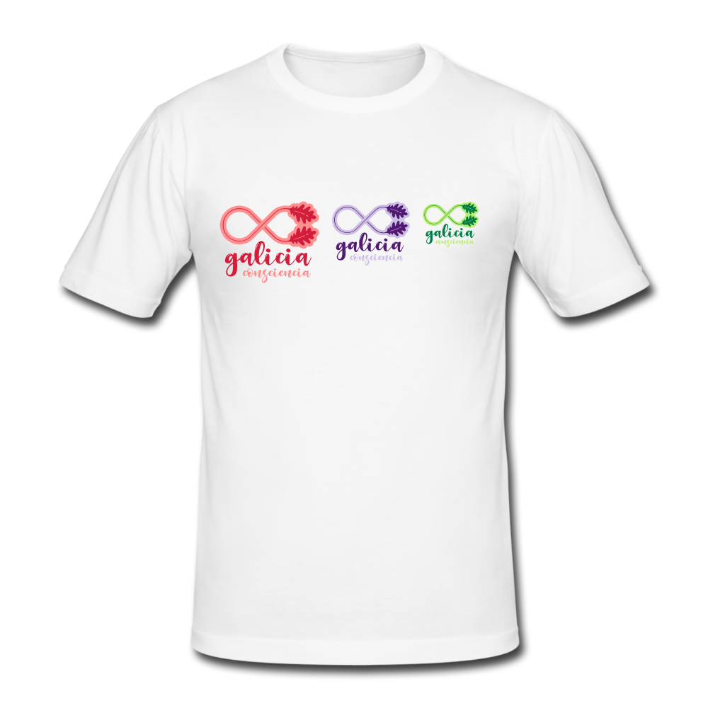Camiseta Básica 180 (Hombre) - Consciencia Galicia Tricolor - white