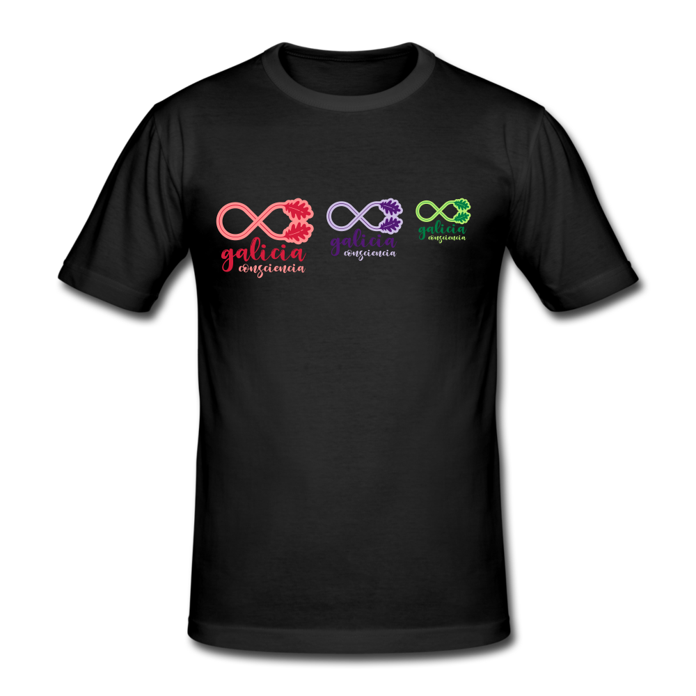 Camiseta Básica 180 (Hombre) - Consciencia Galicia Tricolor - black