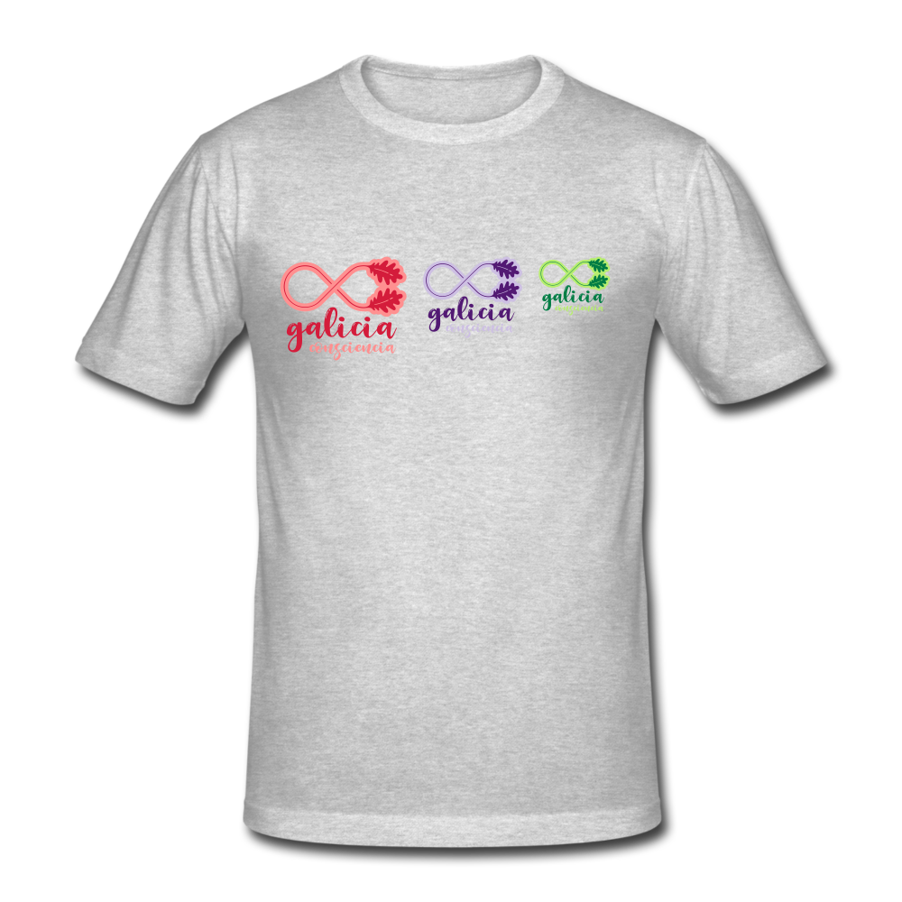 Camiseta Básica 180 (Hombre) - Consciencia Galicia Tricolor - heather grey