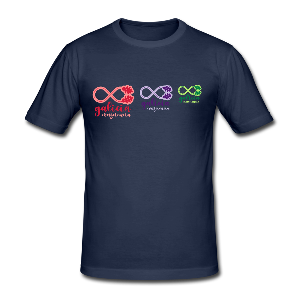 Camiseta Básica 180 (Hombre) - Consciencia Galicia Tricolor - navy