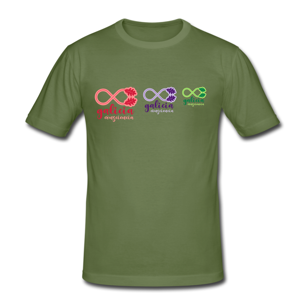 Camiseta Básica 180 (Hombre) - Consciencia Galicia Tricolor - military green