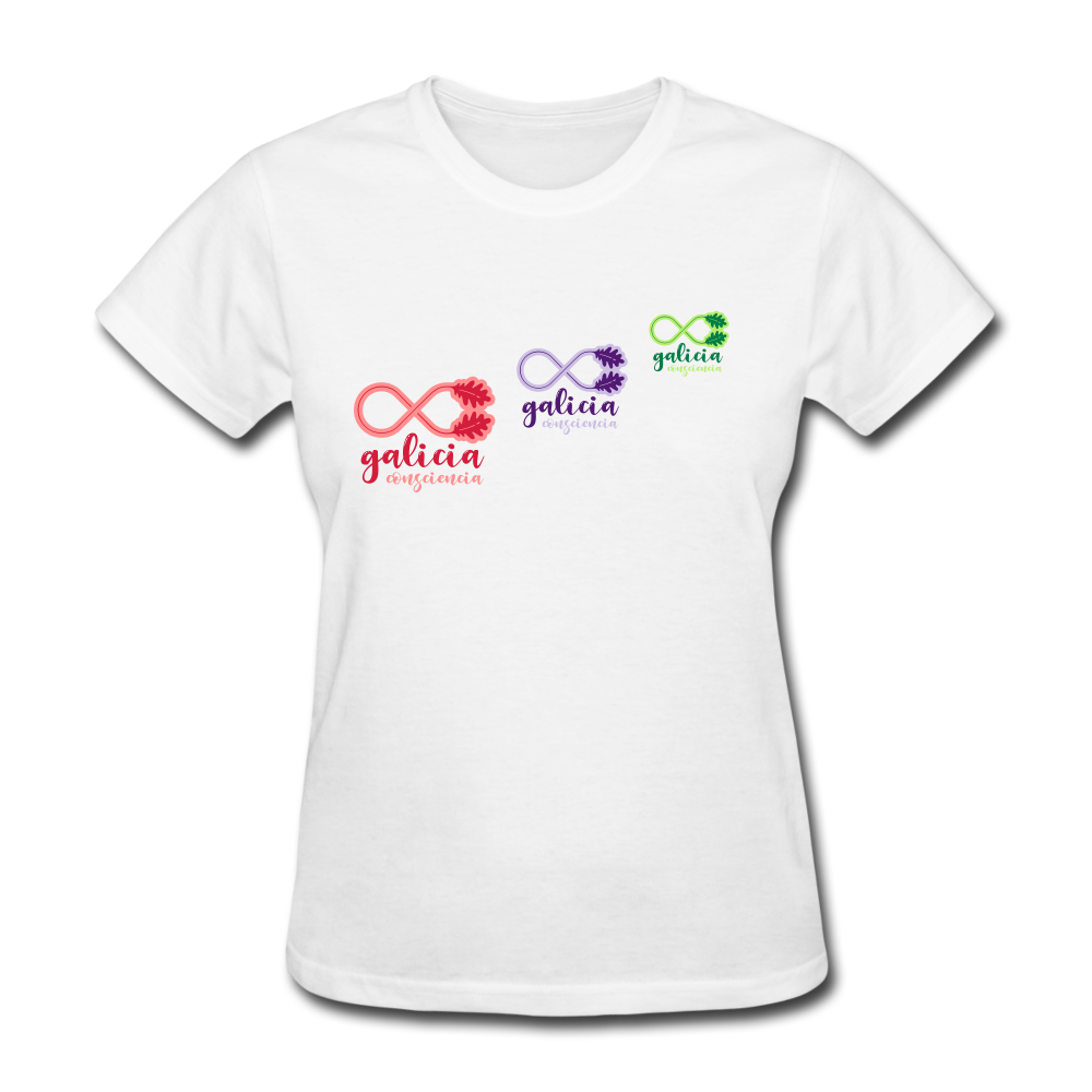 Camiseta Básica 180 (Mujer) - Consciencia Galicia Tricolor Diagonal - white