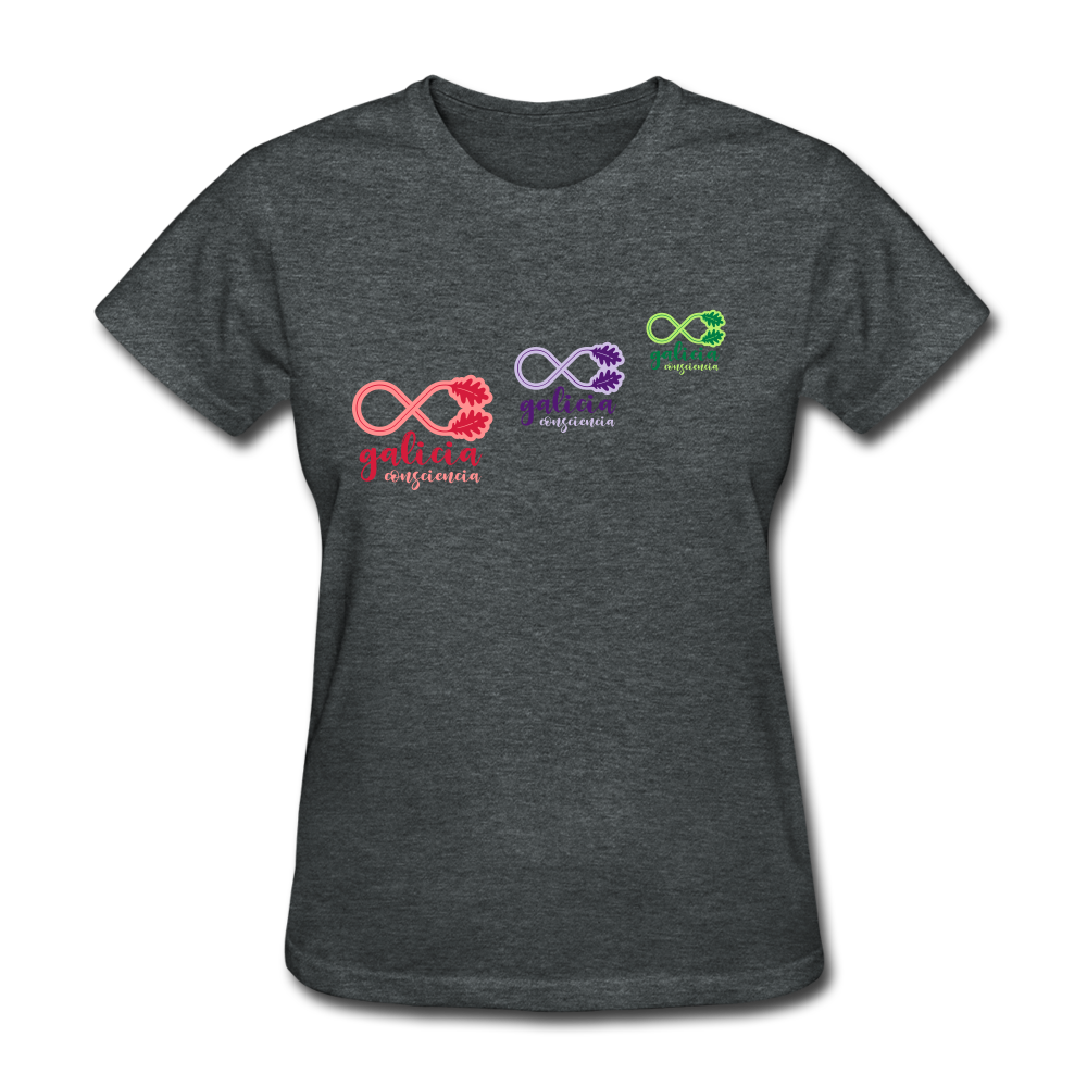 Camiseta Básica 180 (Mujer) - Consciencia Galicia Tricolor Diagonal - dark heather grey