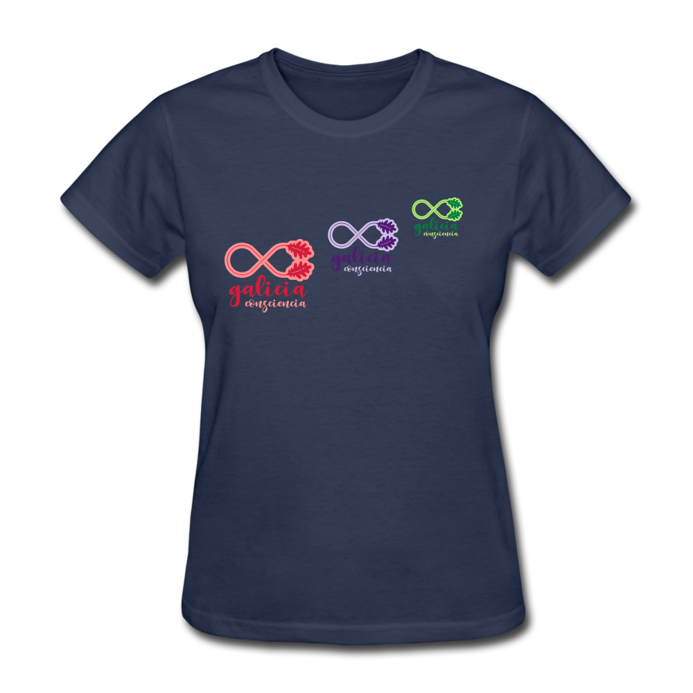 Camiseta Básica 180 (Mujer) - Consciencia Galicia Tricolor Diagonal - navy