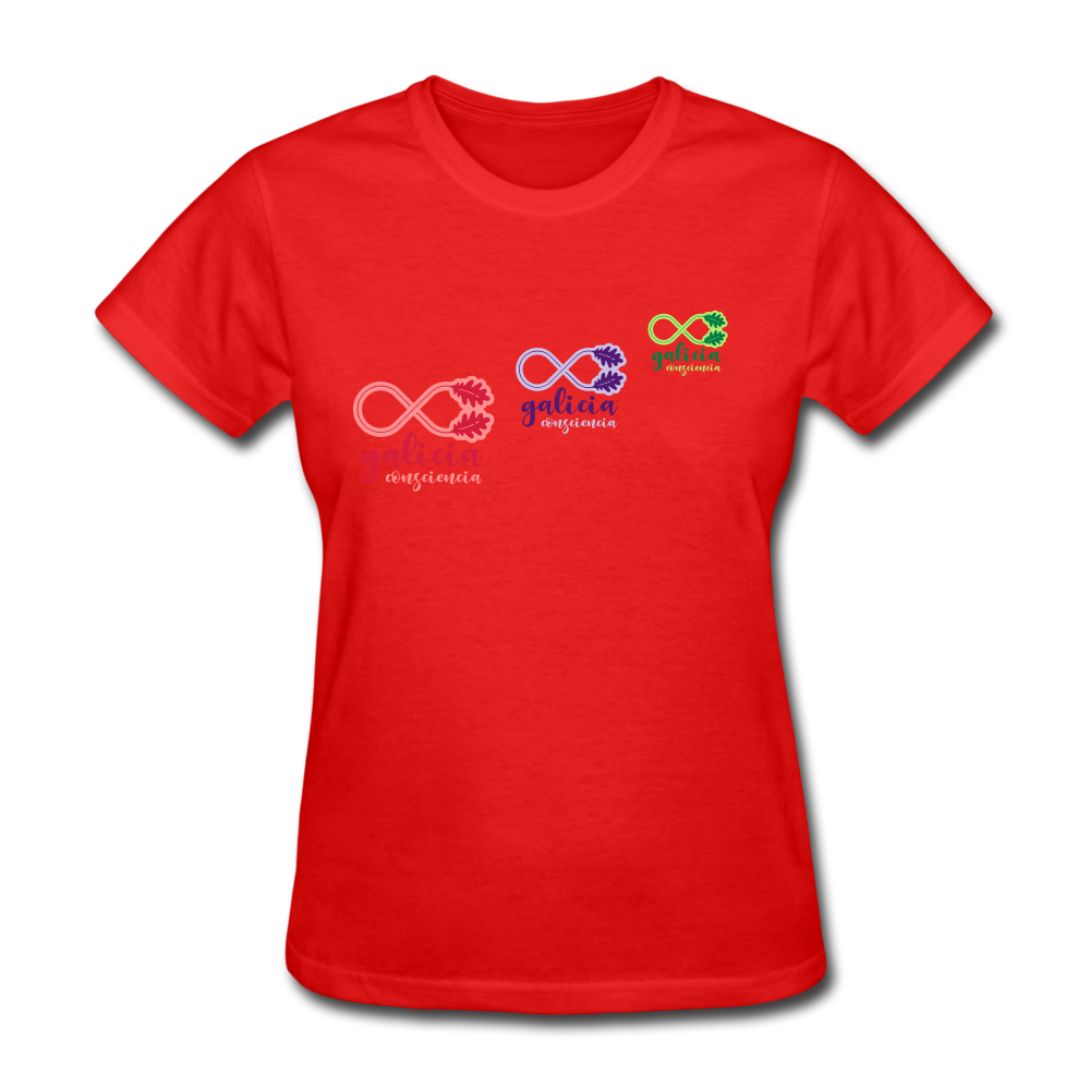 Camiseta Básica 180 (Mujer) - Consciencia Galicia Tricolor Diagonal - red