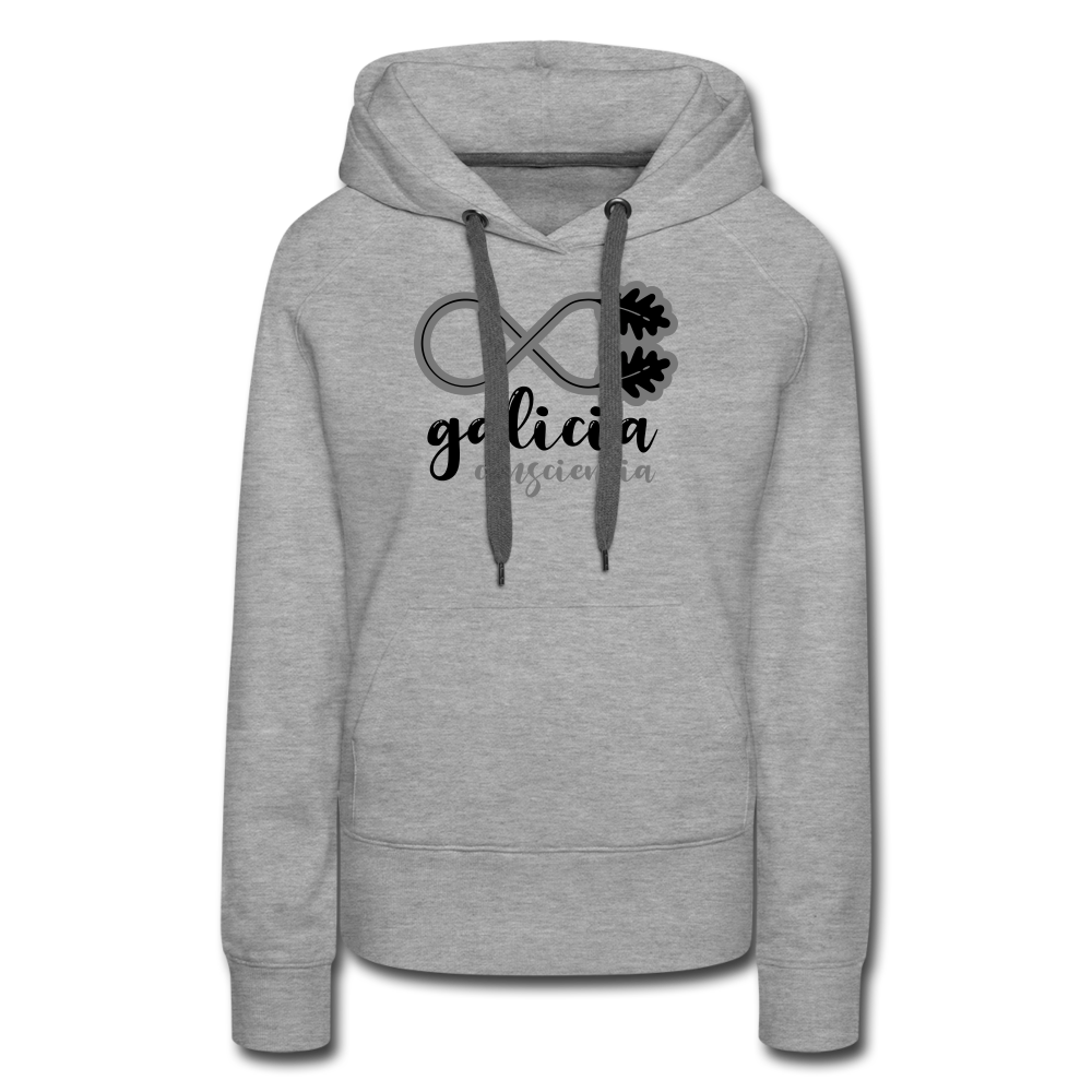 Sudadera Gris Jaspeado con capucha (Mujer) - Consciencia Galicia Black&Grey - heather grey