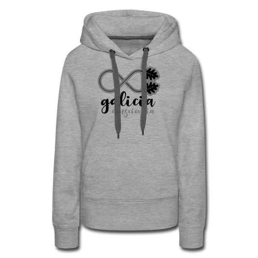 Sudadera Gris Jaspeado con capucha (Mujer) - Consciencia Galicia Black&Grey - heather grey