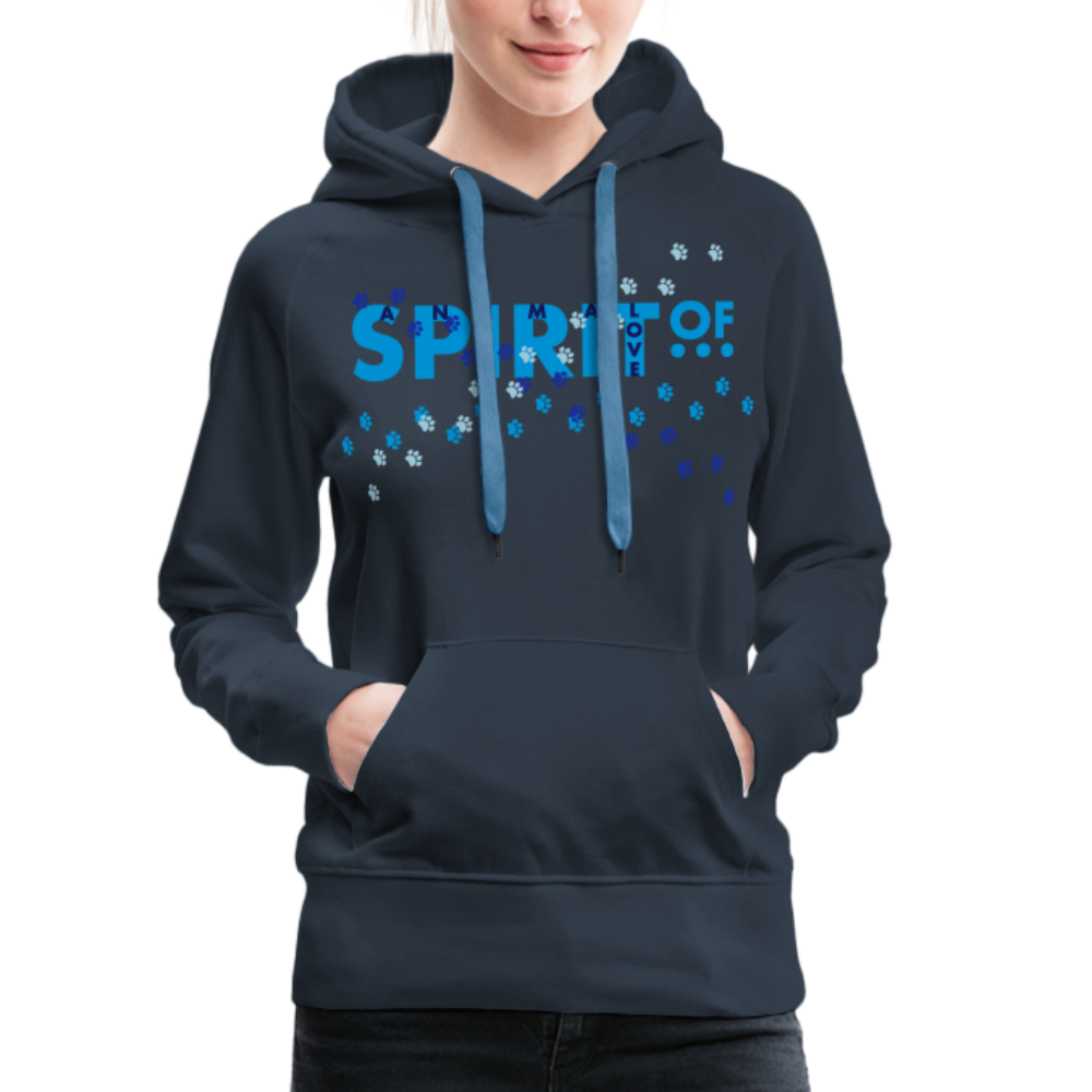 Sudadera Azul Marino con capucha (Mujer) - Spiritof AnimaLove LightBlue&Navy (FootPrints) - navy