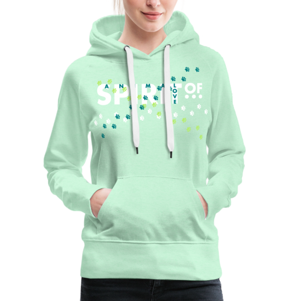 Sudadera Verde Menta Claro con capucha (Mujer) - Spiritof AnimaLove White&EmeraldGreen (FootPrints) - light mint