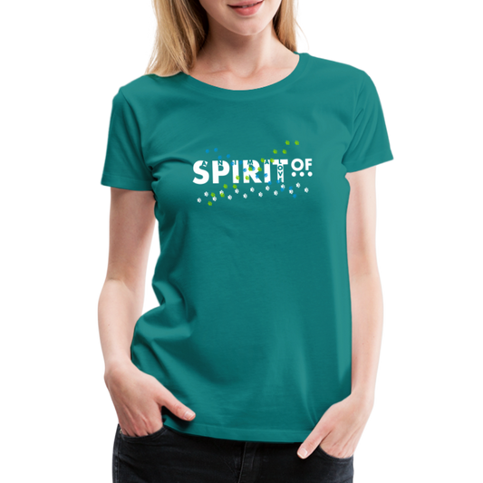 Camiseta Básica 150 Turquesa (Mujer) - Spiritof AnimaLove White&EmeraldGreen (FootPrints) - diva blue