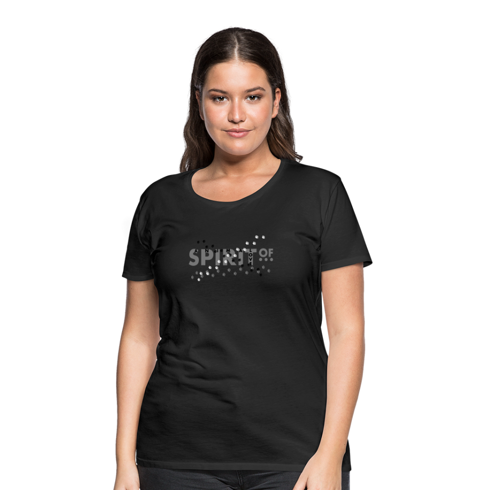 Camiseta Básica 150 Negra (Mujer) - Spiritof AnimaLove Grey&Black (FootPrints) - black