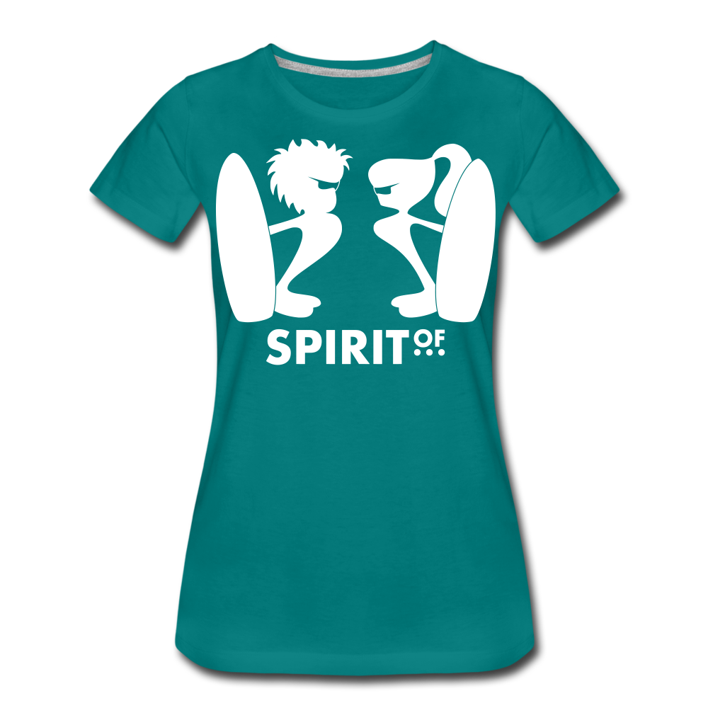 Camiseta Básica 150 Turquesa (Mujer) - Spiritof Surf White Shapes - diva blue