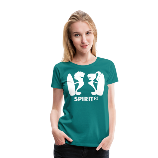 Camiseta Básica 150 Turquesa (Mujer) - Spiritof Surf White Shapes - diva blue