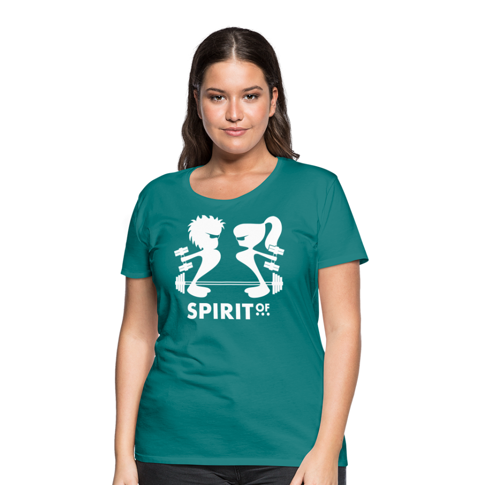 Camiseta Básica 150 Turquesa (Mujer) - Spiritof Gym White Shapes - diva blue