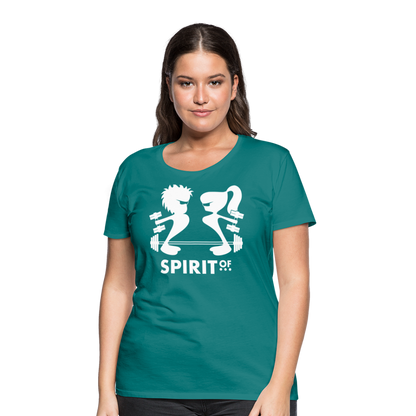 Camiseta Básica 150 Turquesa (Mujer) - Spiritof Gym White Shapes - diva blue