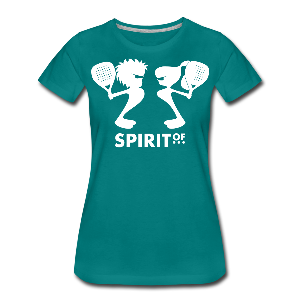 Camiseta Básica 150 Turquesa (Mujer) - Spiritof Pádel White Shapes - diva blue