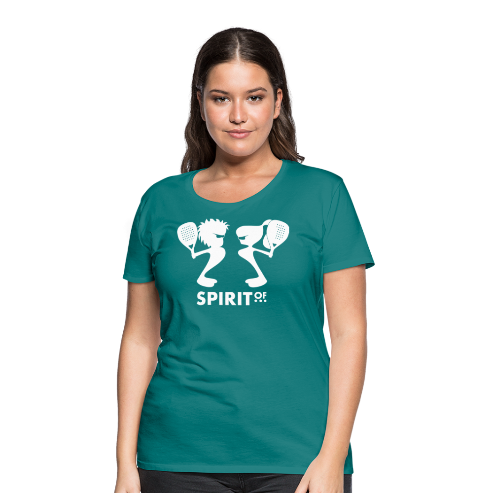 Camiseta Básica 150 Turquesa (Mujer) - Spiritof Pádel White Shapes - diva blue