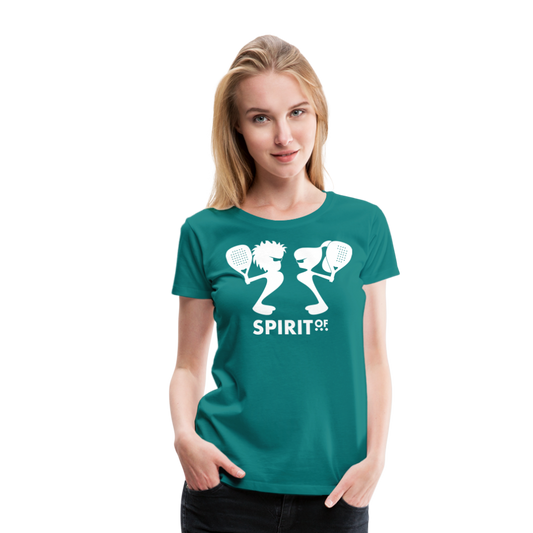 Camiseta Básica 150 Turquesa (Mujer) - Spiritof Pádel White Shapes - diva blue