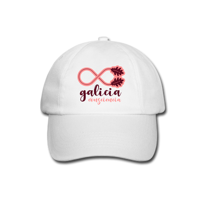 Gorra Béisbol Blanca/Negra/Azul Marino (Unisex) - Consciencia Galicia BurgundyRed&Pink - white/white