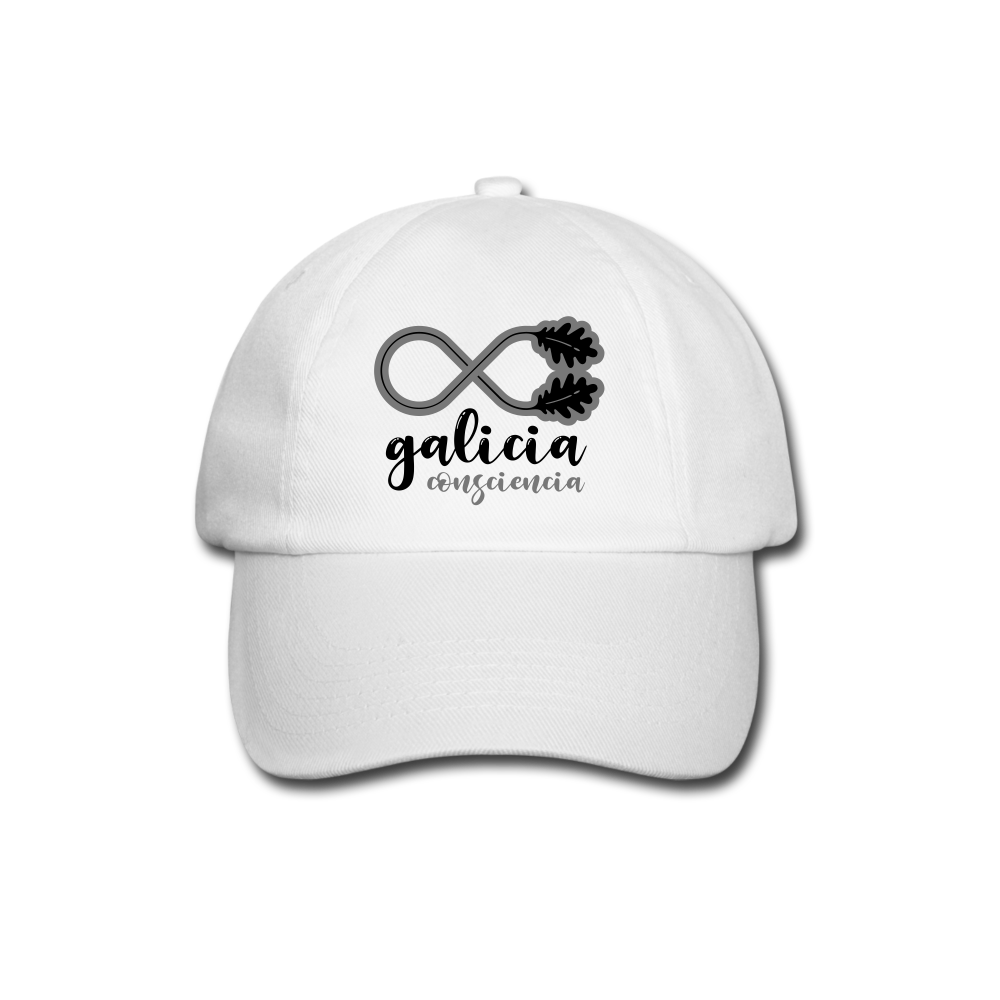 Gorra Béisbol Blanca (Unisex) - Consciencia Galicia Black&Grey - white/white