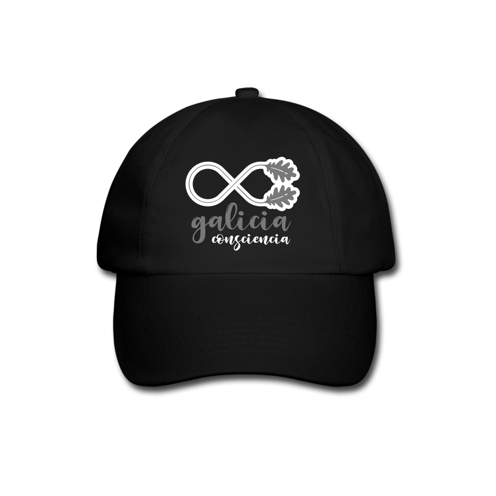 Gorra Béisbol Negra (Unisex) - Consciencia Galicia Grey&White - black/black