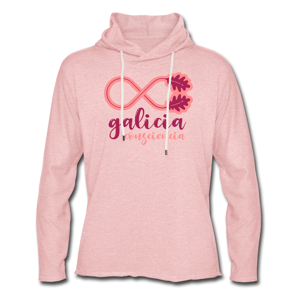 Sudadera Ligera Rosa Cristal con capucha (Mujer) - Consciencia Galicia Magenta&Pink - cream heather pink