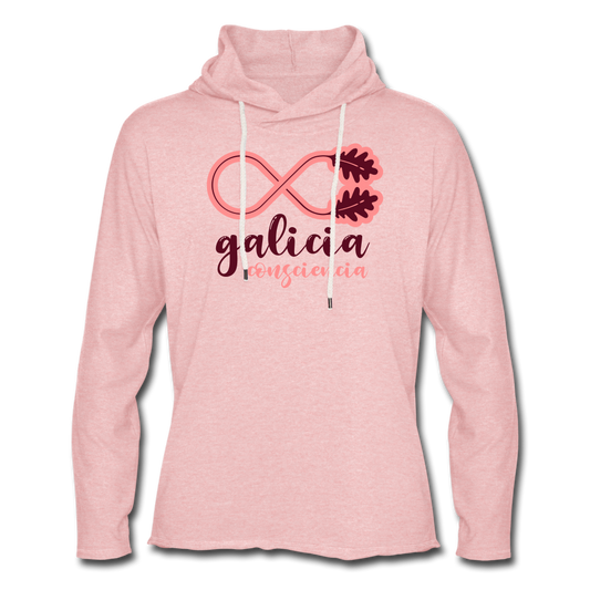 Sudadera Ligera Rosa Crema Jaspeado con capucha (Mujer) - Consciencia Galicia BurgundyRed&Pink - cream heather pink