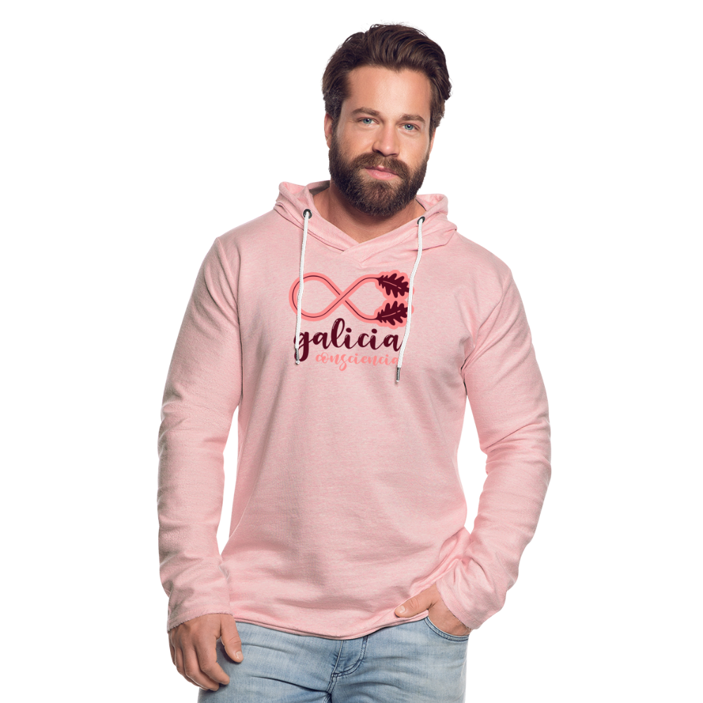 Sudadera Ligera Rosa Crema Jaspeado con capucha (Mujer) - Consciencia Galicia BurgundyRed&Pink - cream heather pink
