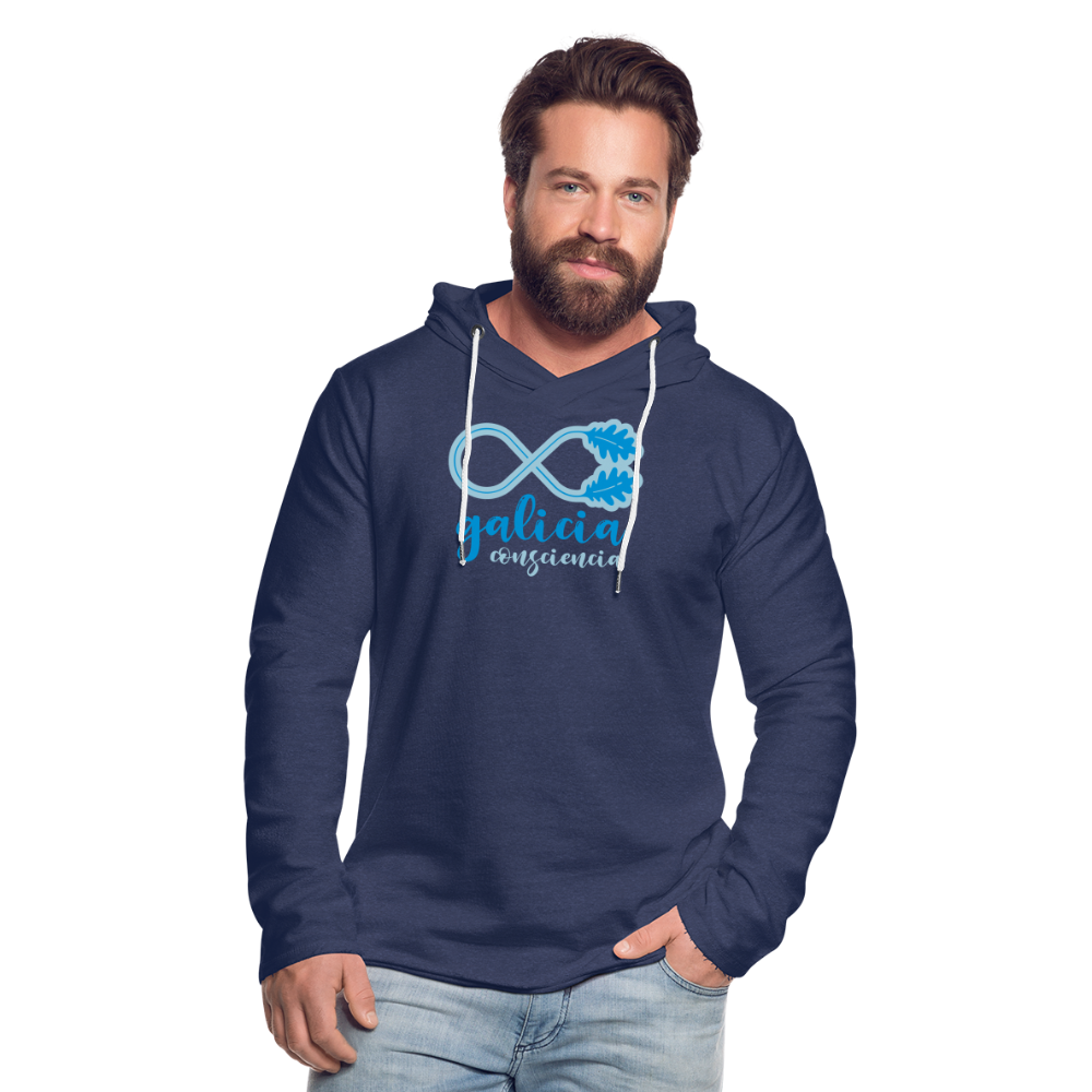 Sudadera Ligera Azul Marino Jaspeado con capucha (Unisex) - Consciencia Galicia LightBlue&SkyBlue - heather navy