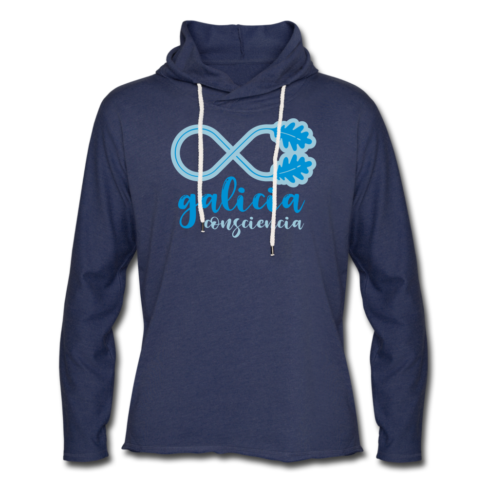 Sudadera Ligera Azul Marino Jaspeado con capucha (Unisex) - Consciencia Galicia LightBlue&SkyBlue - heather navy